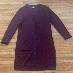 J. Jill Burgundy Button Up Sweater - XS Petite